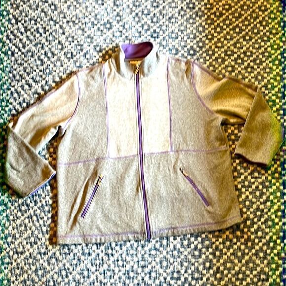 Draper’s & Damon’s Petites Women’s PXL Grey & Lavender Purple Full Zip Jacket - Picture 3 of 11